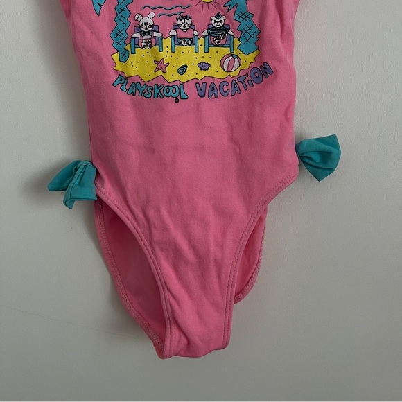 Vintage Playskool Vacation Neon Pink One Piece-Kids Girl Size 5/6 - Picture 3 of 6